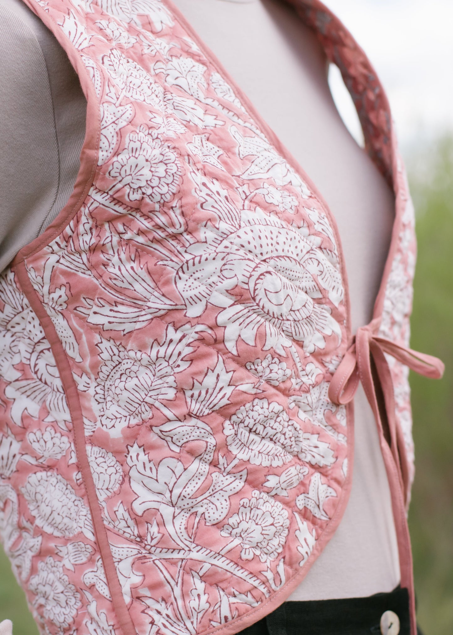 The Reversible Juhi Vest // Block Printed Dusty Rose