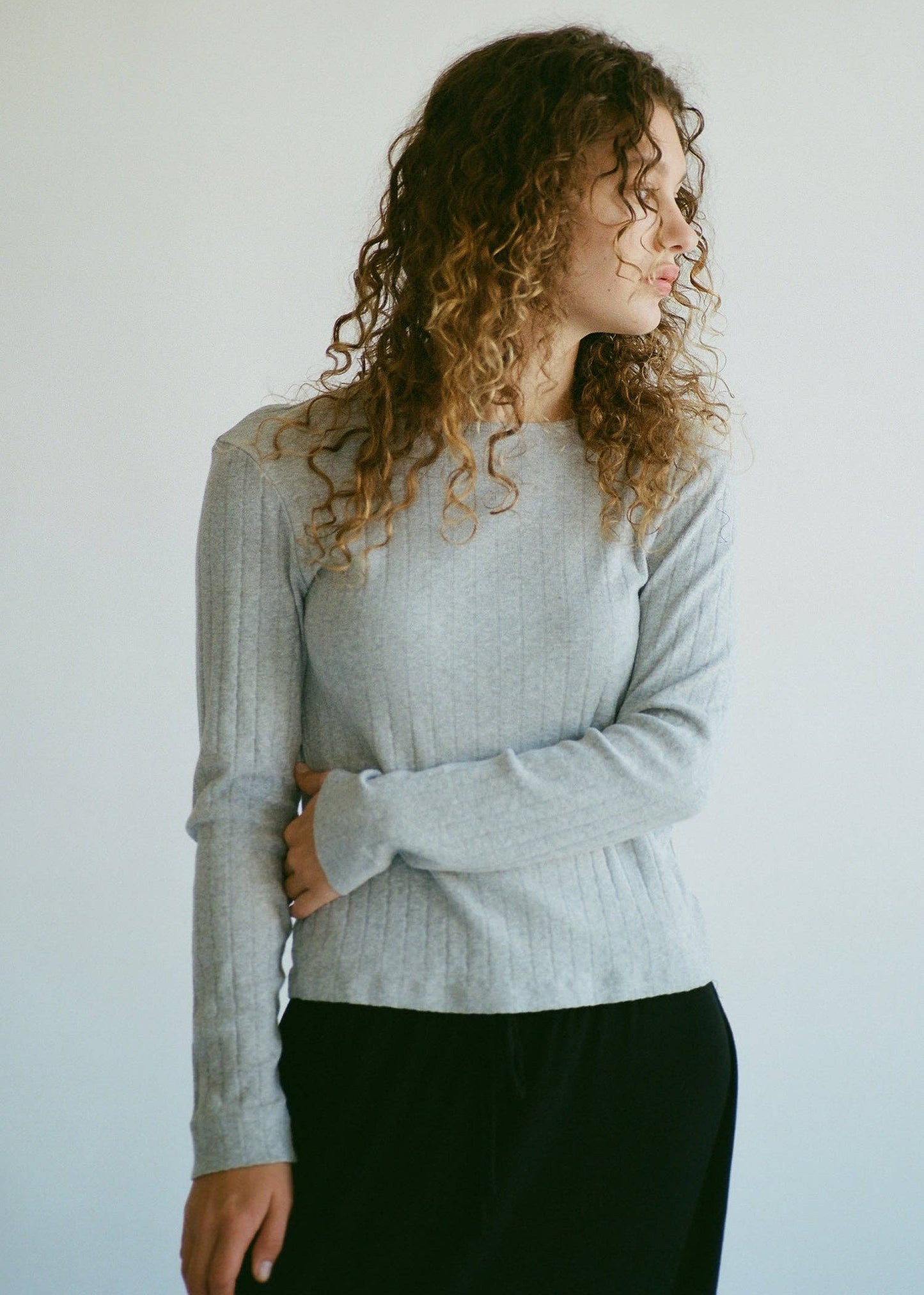 The Nephele Textured Long Sleeve // Heather Grey