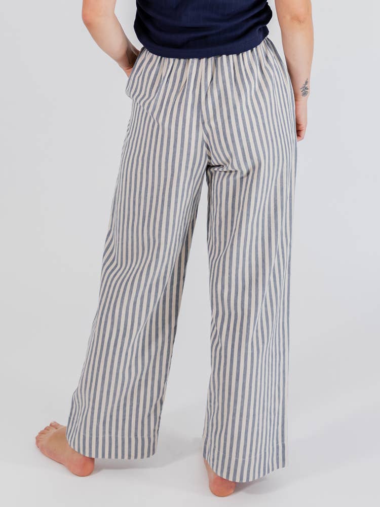 Emmy Drawstring Pant Pinstripe Blue