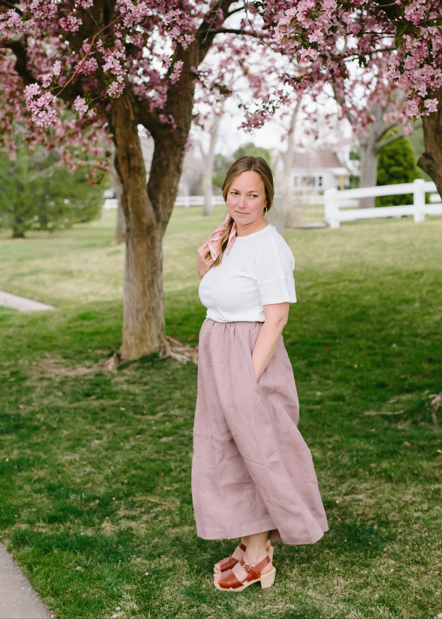 The Sophia Linen Maxi Skirt // Faded Rose