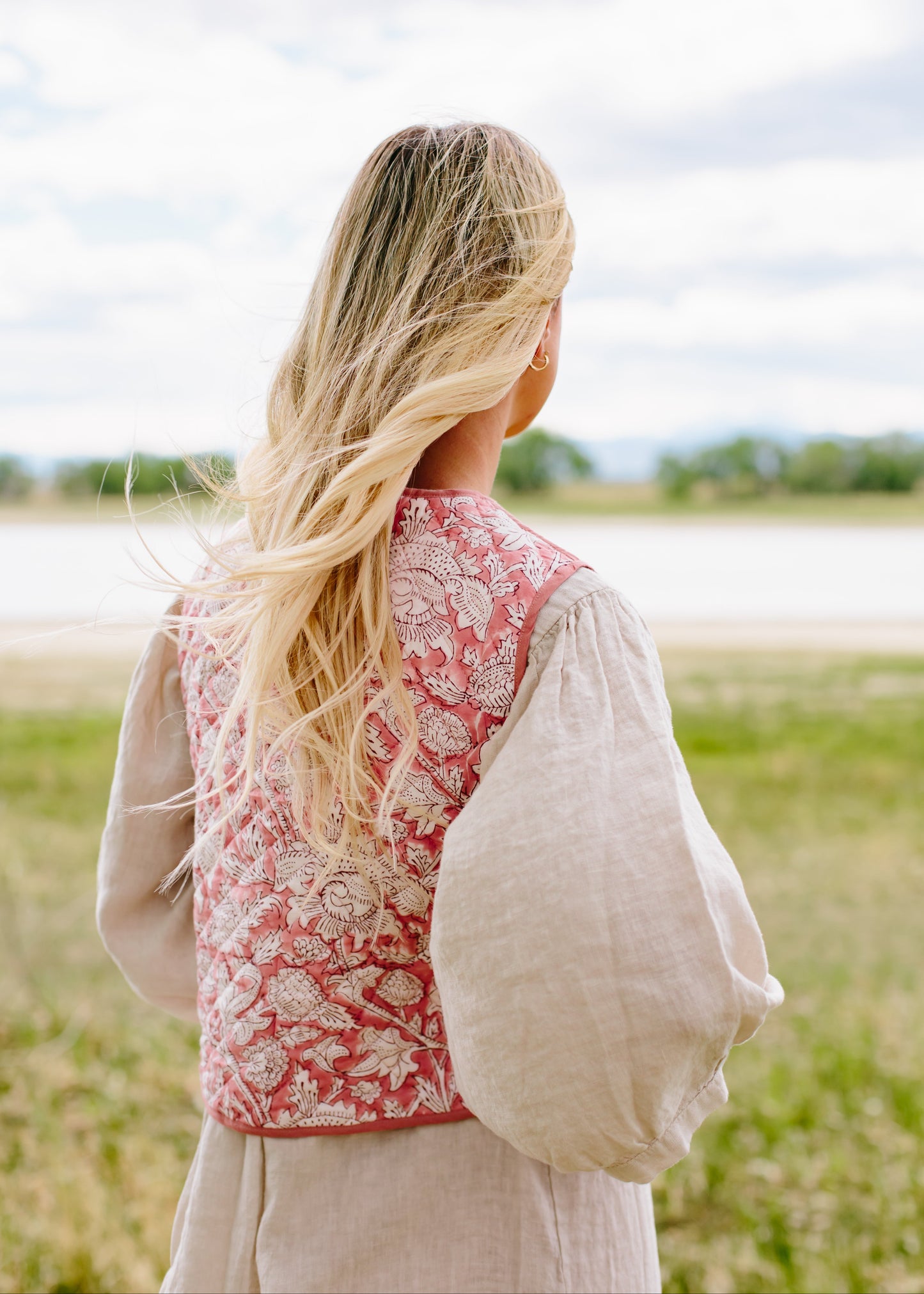 The Reversible Juhi Vest // Block Printed Dusty Rose
