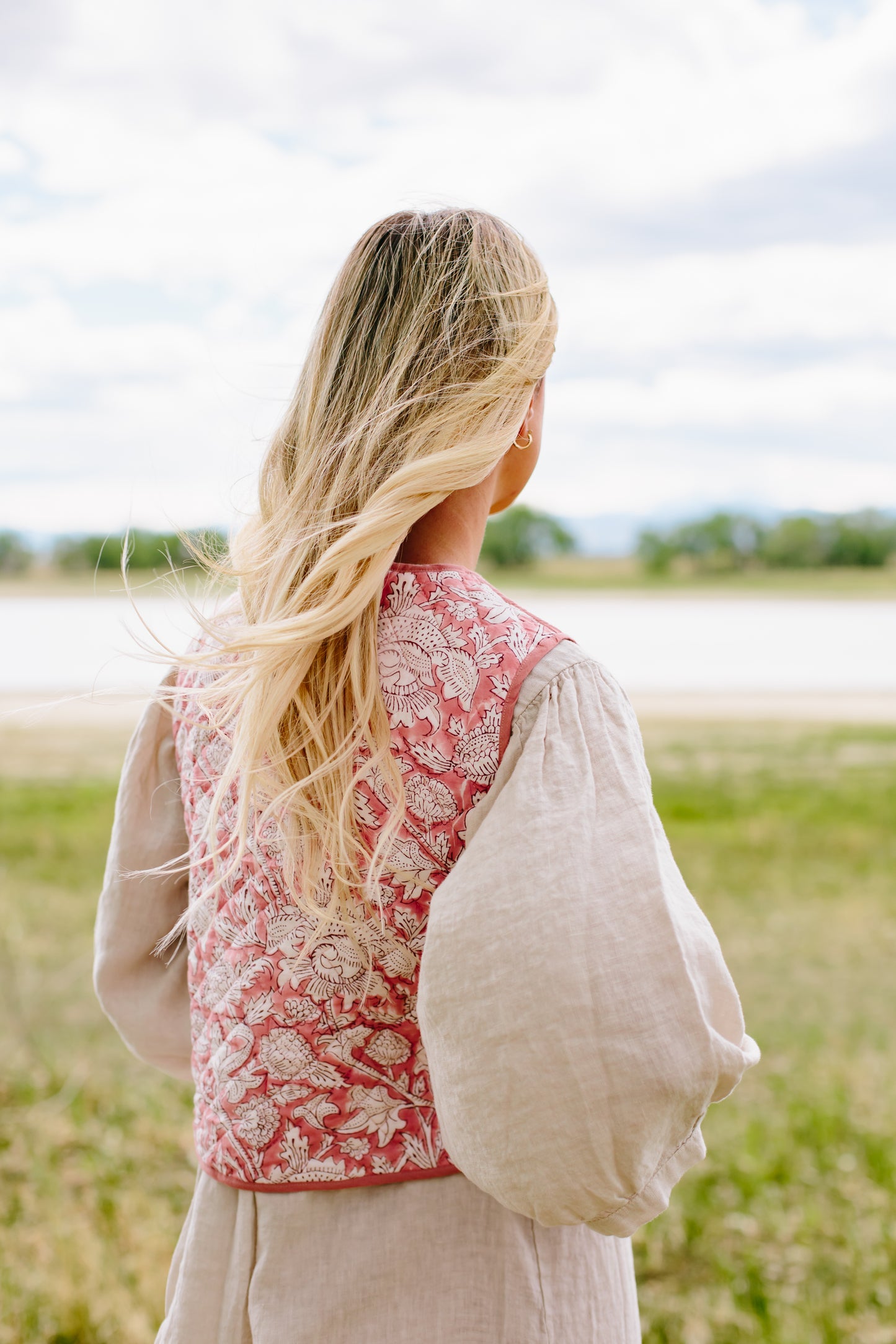 The Reversible Juhi Vest // Block Printed Dusty Rose