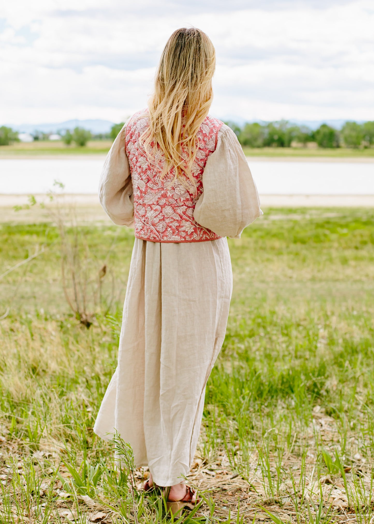 The Reversible Juhi Vest // Block Printed Dusty Rose