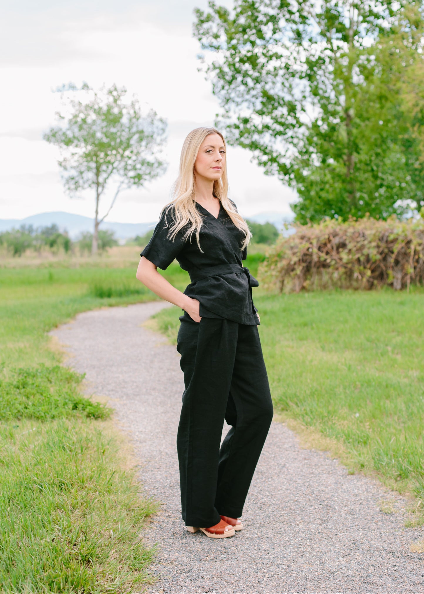 The Lila Kimono Wrap Top // Noir Black
