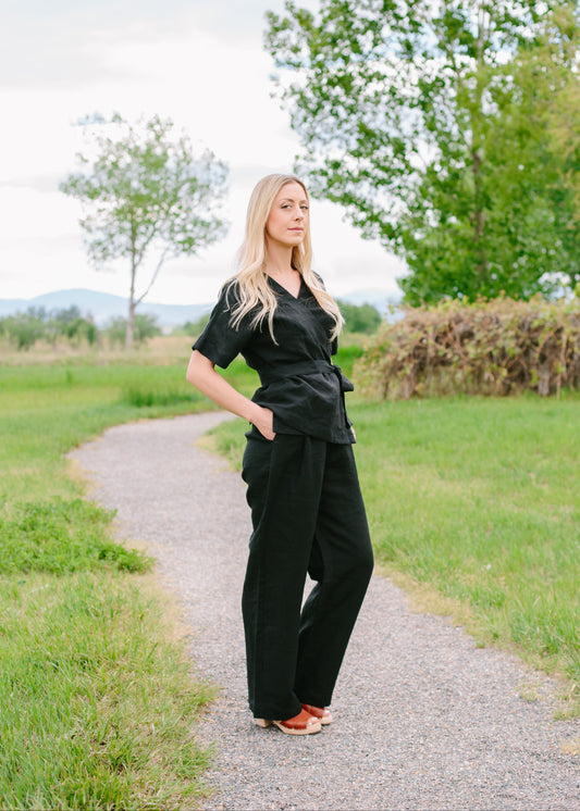 The Lotus Linen Pants // Noir Black