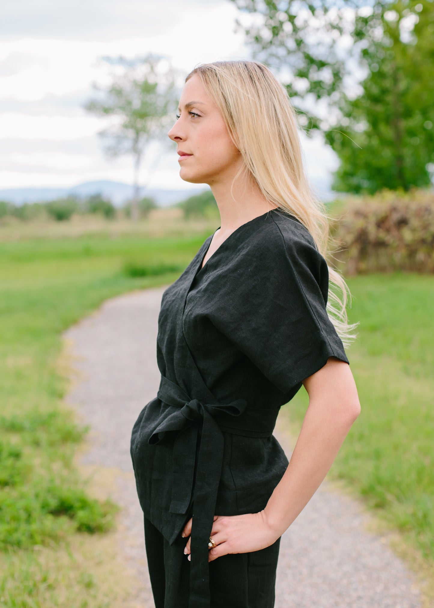 The Lila Kimono Wrap Top // Noir Black