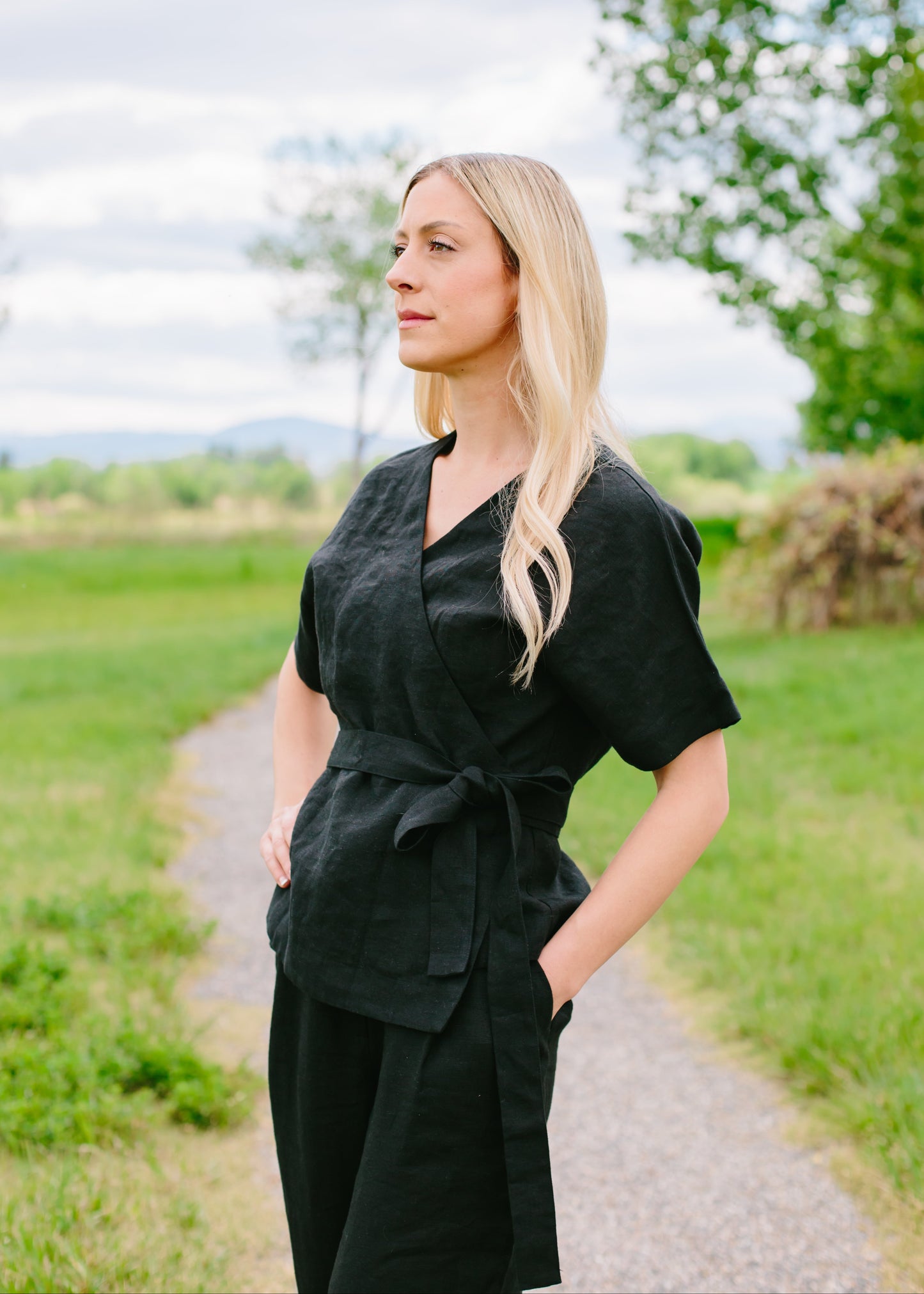 The Lila Kimono Wrap Top // Noir Black