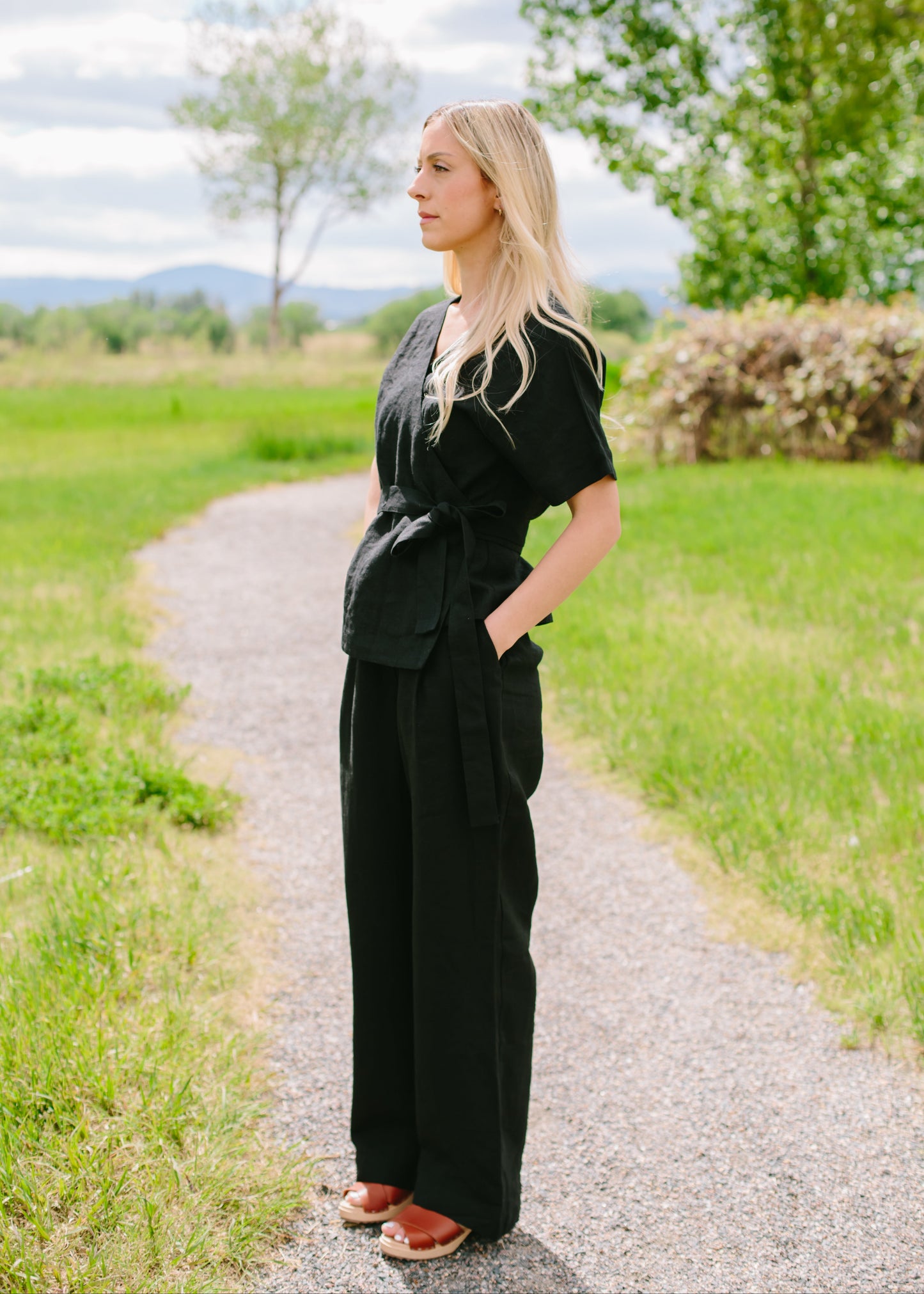 The Lila Kimono Wrap Top // Noir Black