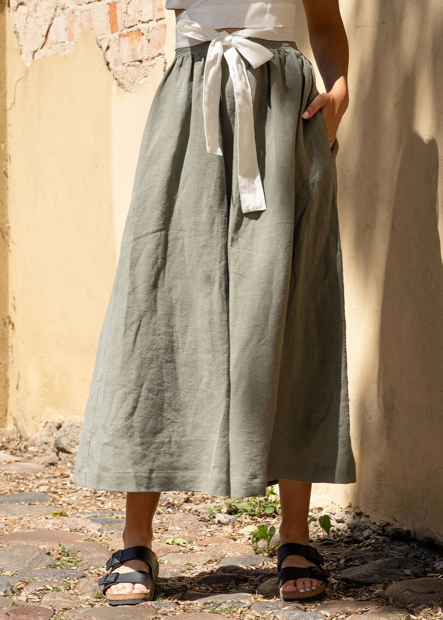The Sophia Linen Maxi Skirt // Faded Rose