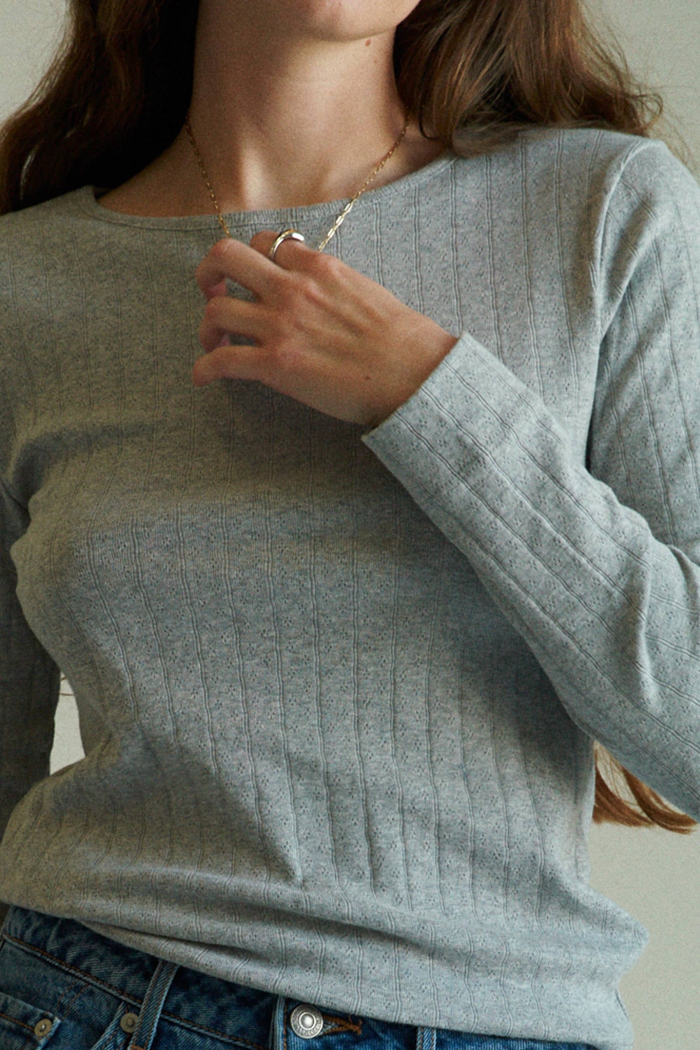 The Nephele Textured Long Sleeve // Heather Grey