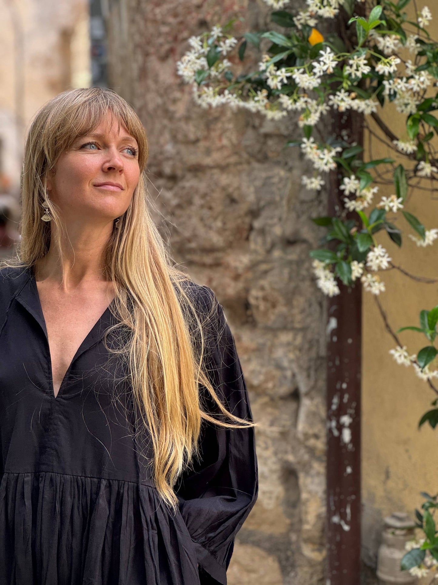 Cotton Venus Midi Dress ~ Black