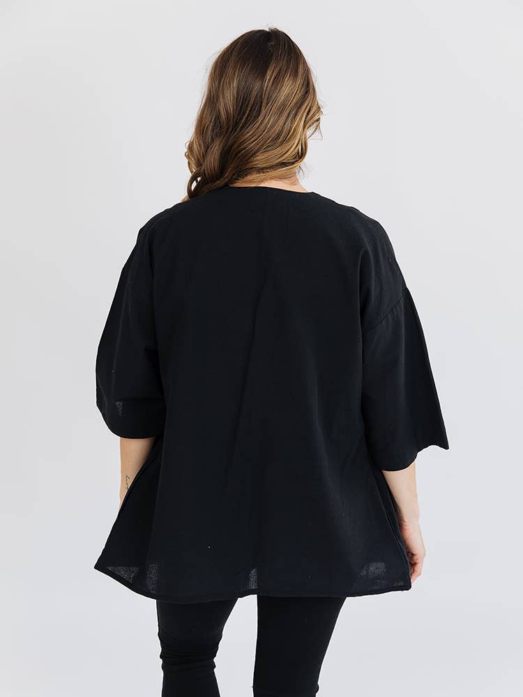 Tie Front Jacket Black